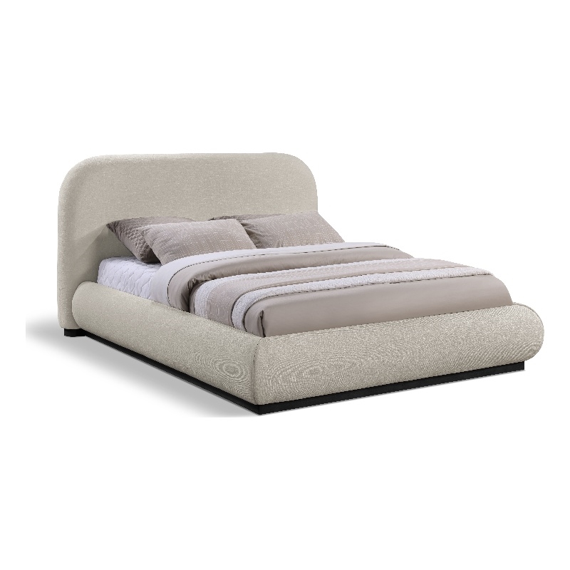 Meridian Furniture Vaughn Beige Chenille Fabric Queen Bed