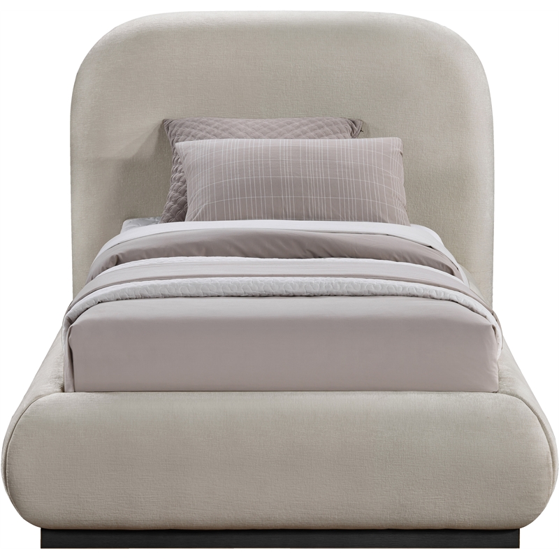 Meridian Furniture Vaughn Beige Chenille Fabric Twin Bed