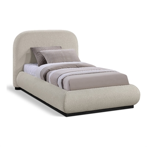 Meridian Furniture Vaughn Beige Chenille Fabric Twin Bed