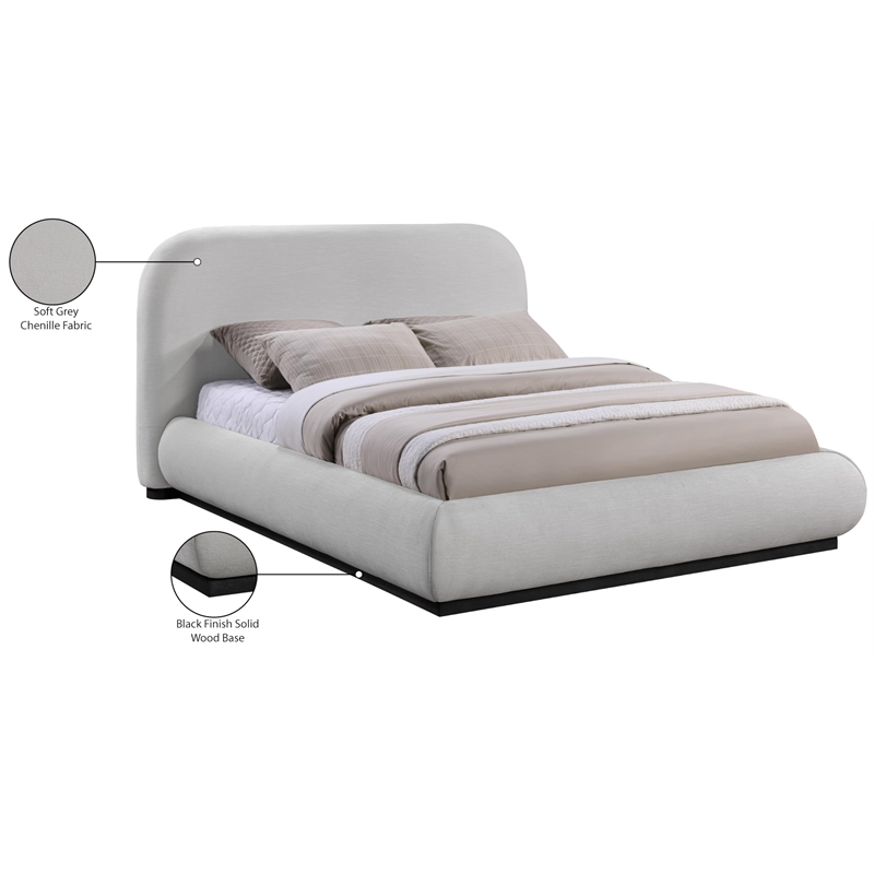 Meridian Furniture Vaughn Grey Chenille Fabric King Bed
