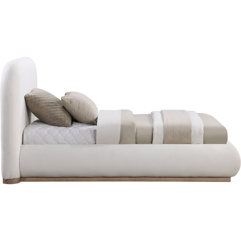Meridian Furniture Vaughn Cream Linen Textured Fabric Twin Bed