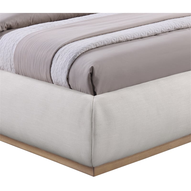 Meridian Furniture Vaughn Cream Linen Textured Fabric Twin Bed