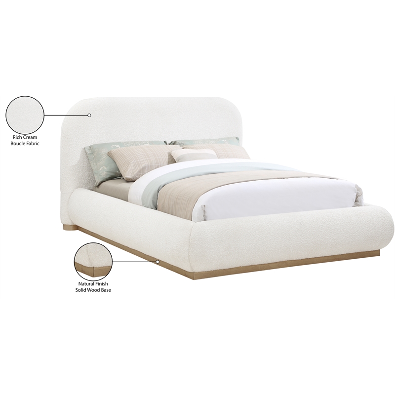 Meridian Furniture Vaughn Cream Boucle Fabric Full Bed