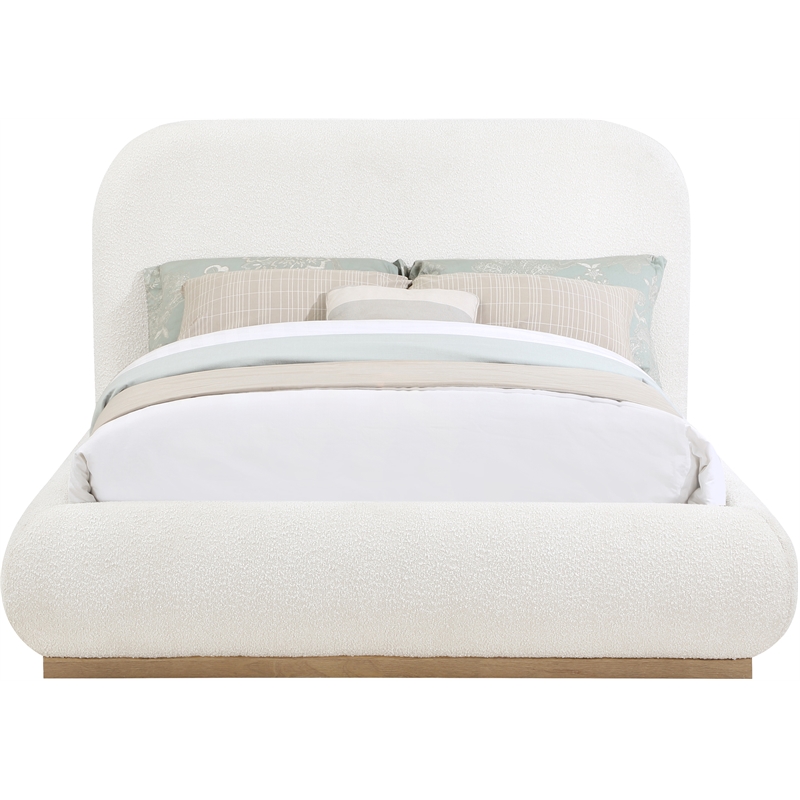 Meridian Furniture Vaughn Cream Boucle Fabric Queen Bed