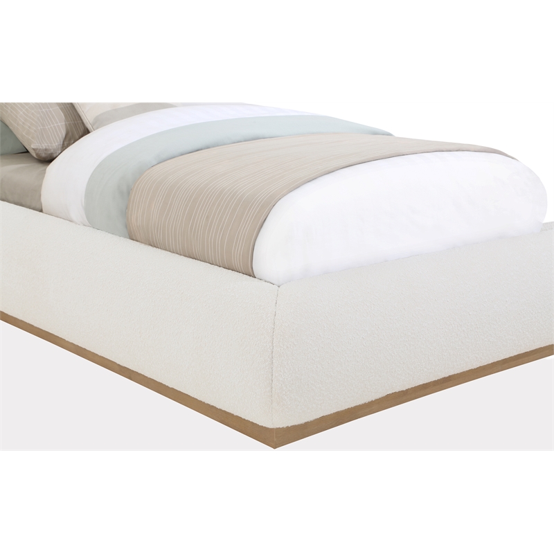 Meridian Furniture Vaughn Cream Boucle Fabric Twin Bed