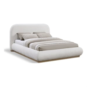 meridian furniture vaughn cream chenille fabric king bed