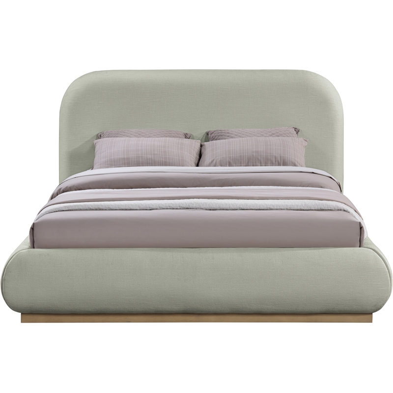 Meridian Furniture Vaughn Mint Chenille Fabric Queen Bed