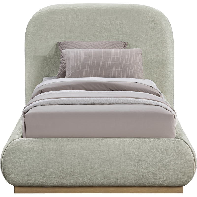 Meridian Furniture Vaughn Mint Chenille Fabric Twin Bed