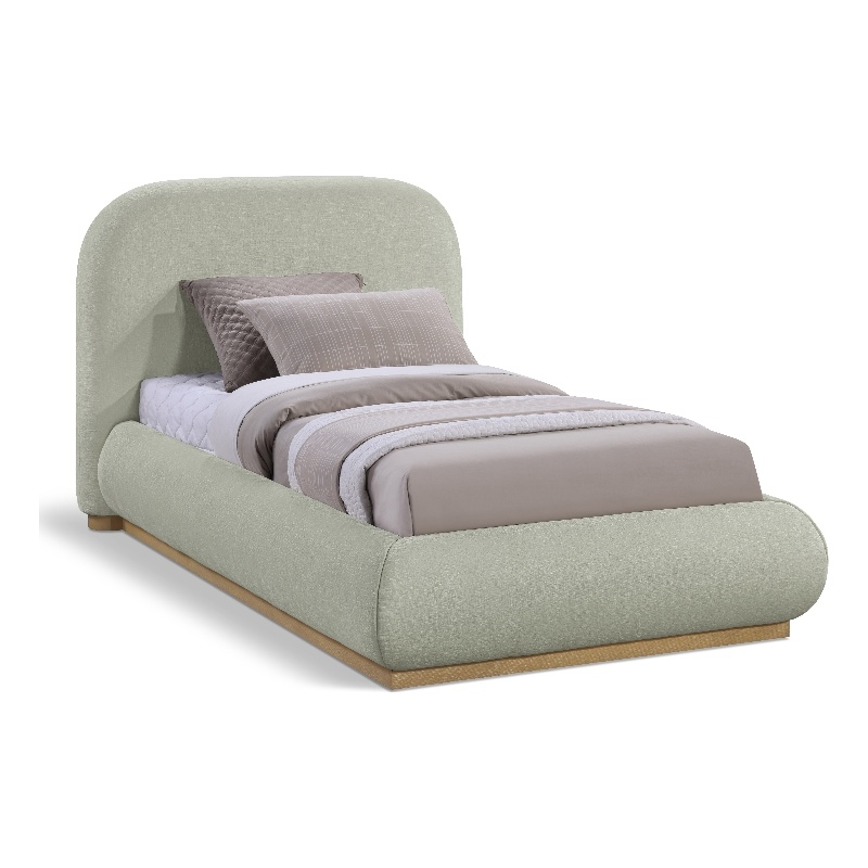 Meridian Furniture Vaughn Mint Chenille Fabric Twin Bed