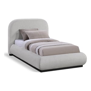 Meridian Furniture Vaughn Grey Chenille Fabric Twin Bed