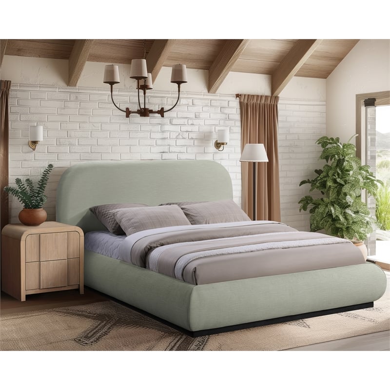 Meridian Furniture Vaughn Mint Chenille Fabric King Bed