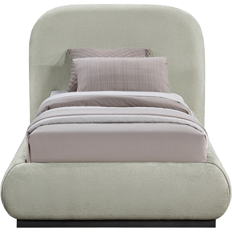 Meridian Furniture Vaughn Mint Chenille Fabric Twin Bed