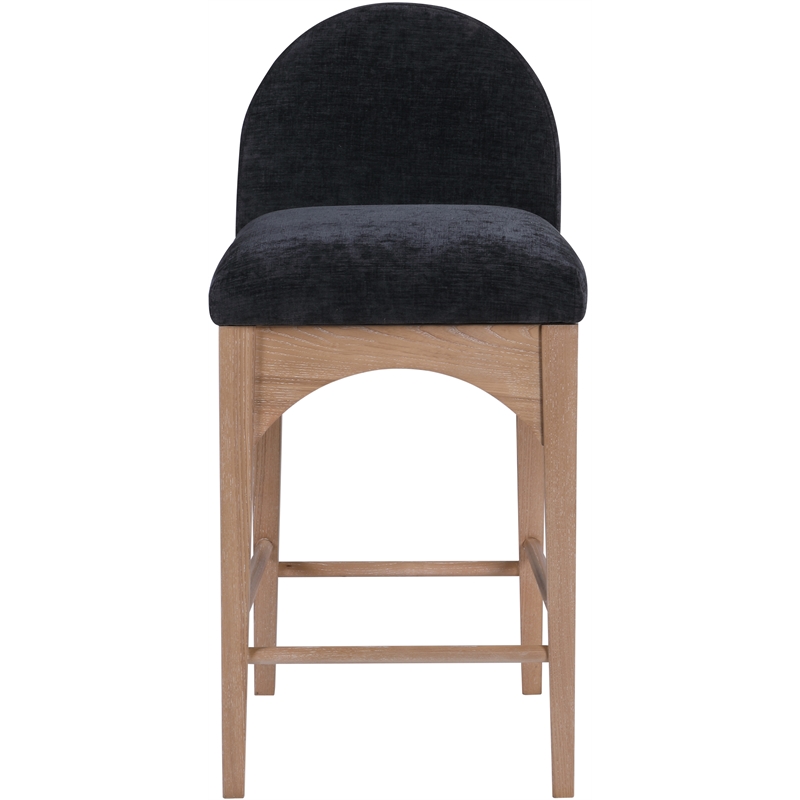 Meridian Furniture Waldorf Black Chenille Fabric Stool