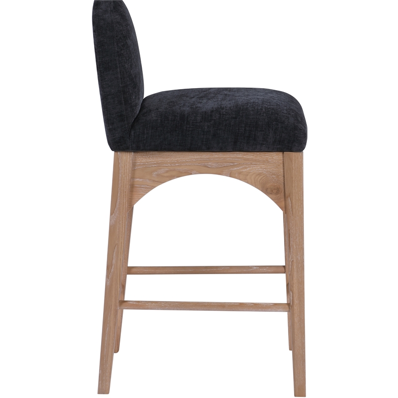 Meridian Furniture Waldorf Black Chenille Fabric Stool
