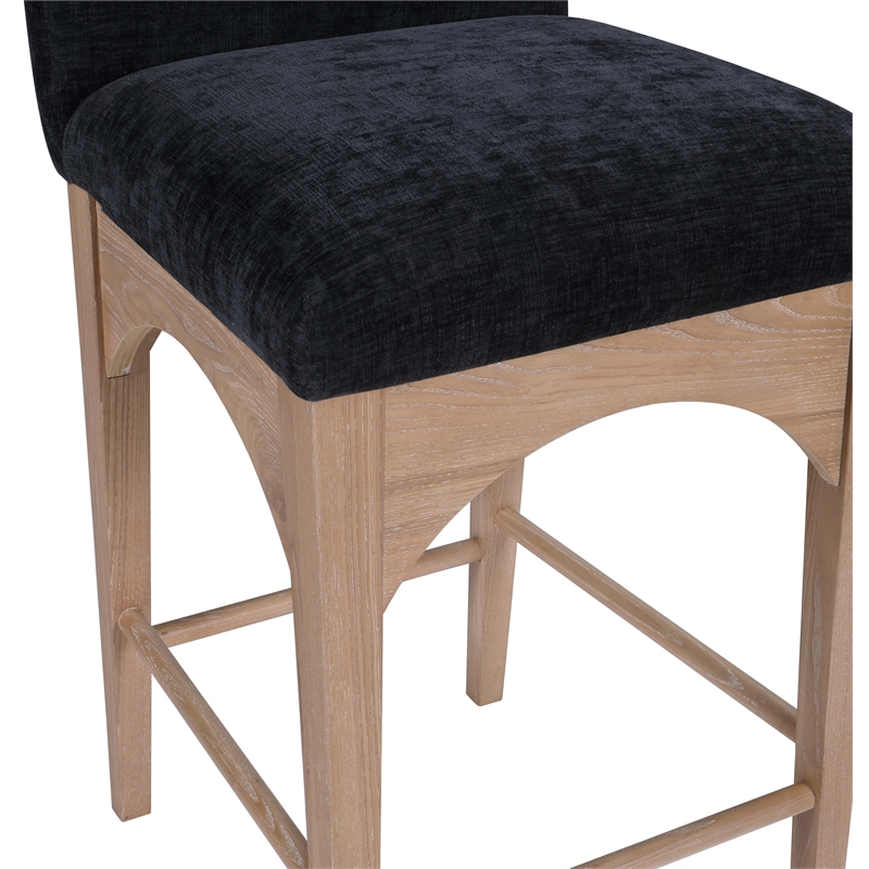 Meridian Furniture Waldorf Black Chenille Fabric Stool