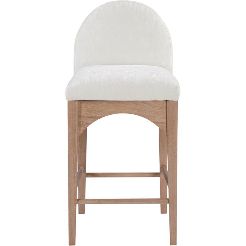 Meridian Furniture Waldorf Cream Chenille Fabric Stool