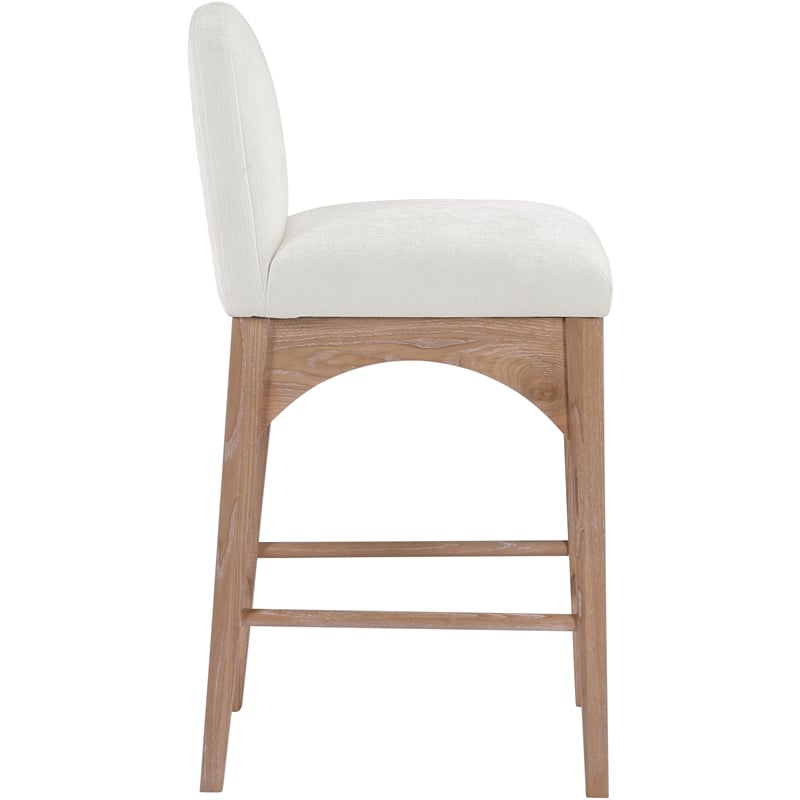 Meridian Furniture Waldorf Cream Chenille Fabric Stool