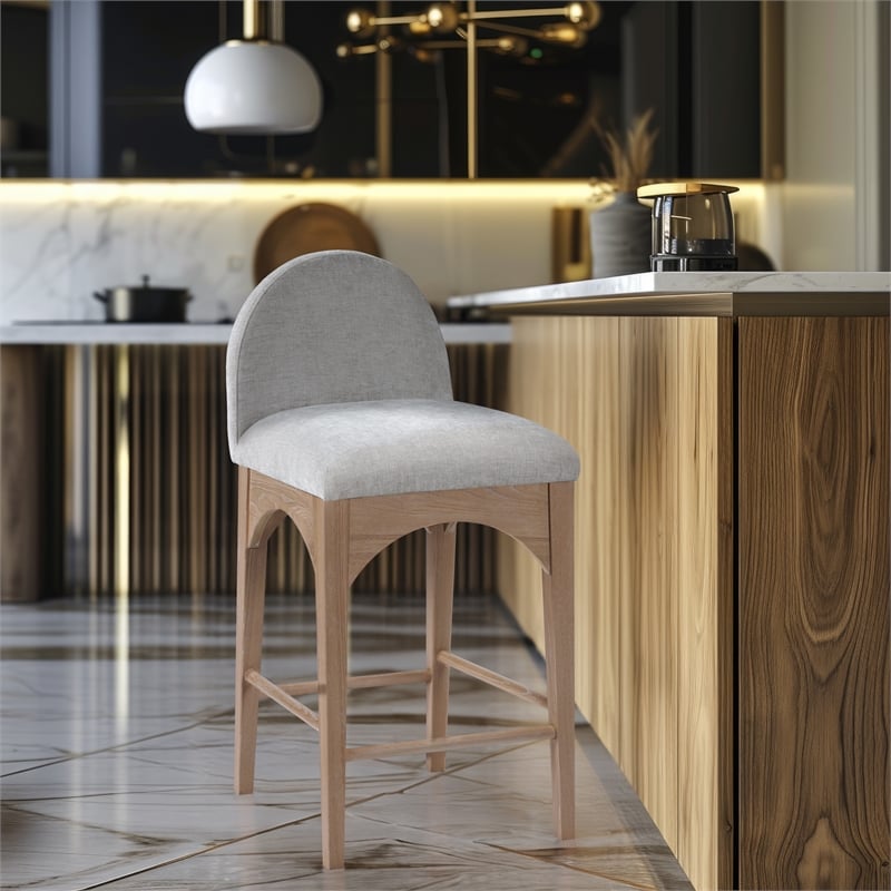 Meridian Furniture Waldorf Grey Chenille Fabric Stool