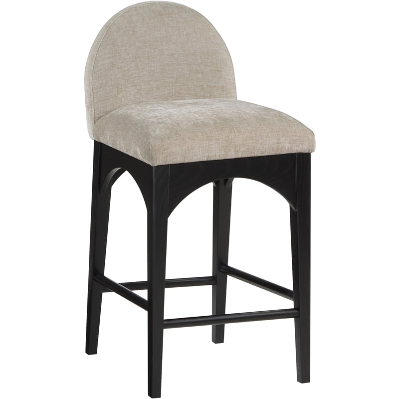 Meridian Furniture Waldorf Beige Chenille Fabric Stool