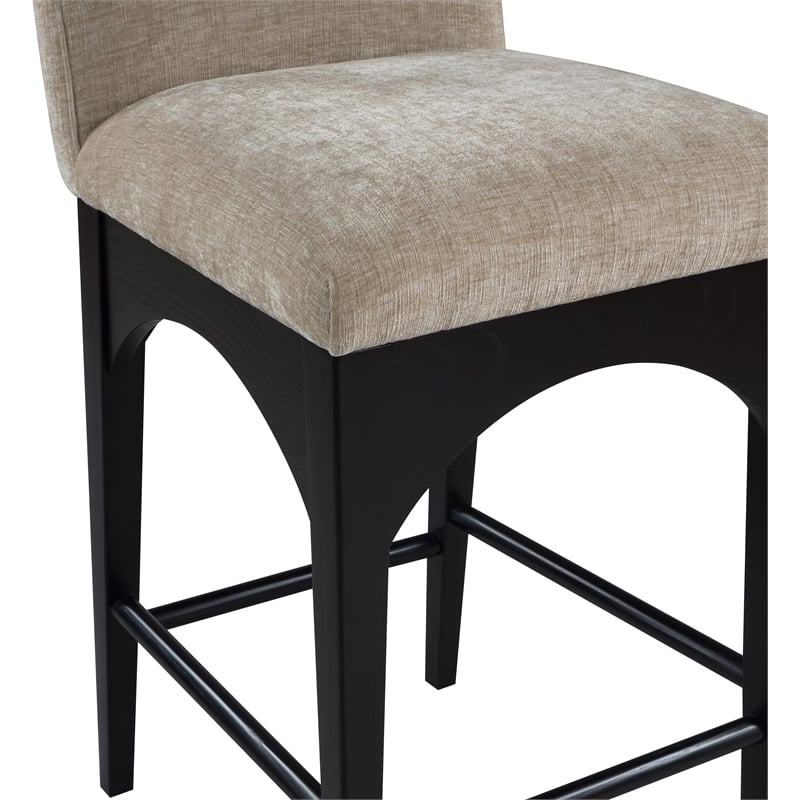 Meridian Furniture Waldorf Beige Chenille Fabric Stool