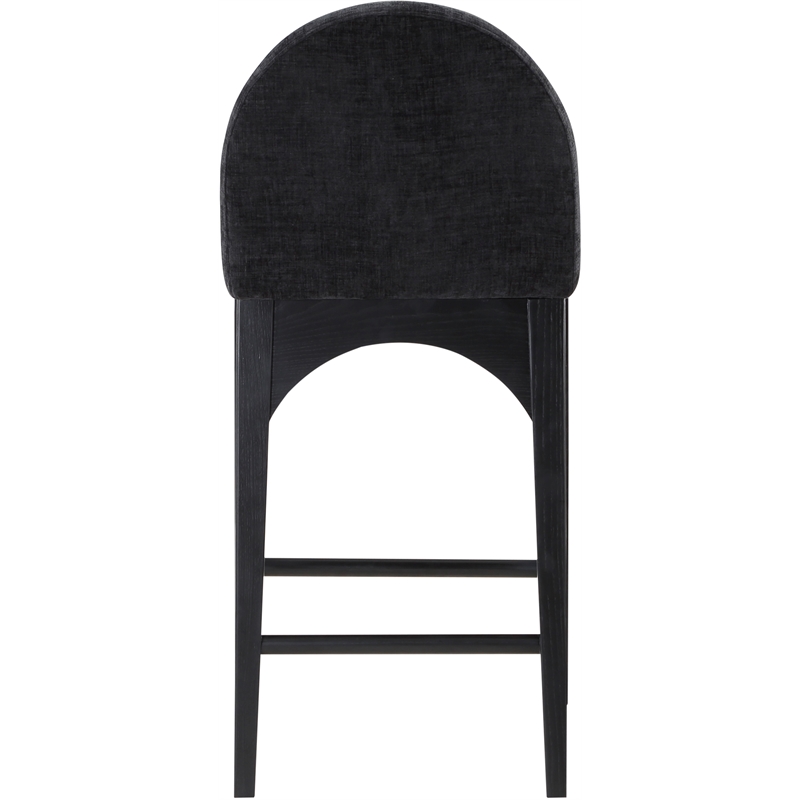 Meridian Furniture Waldorf Black Chenille Fabric Stool