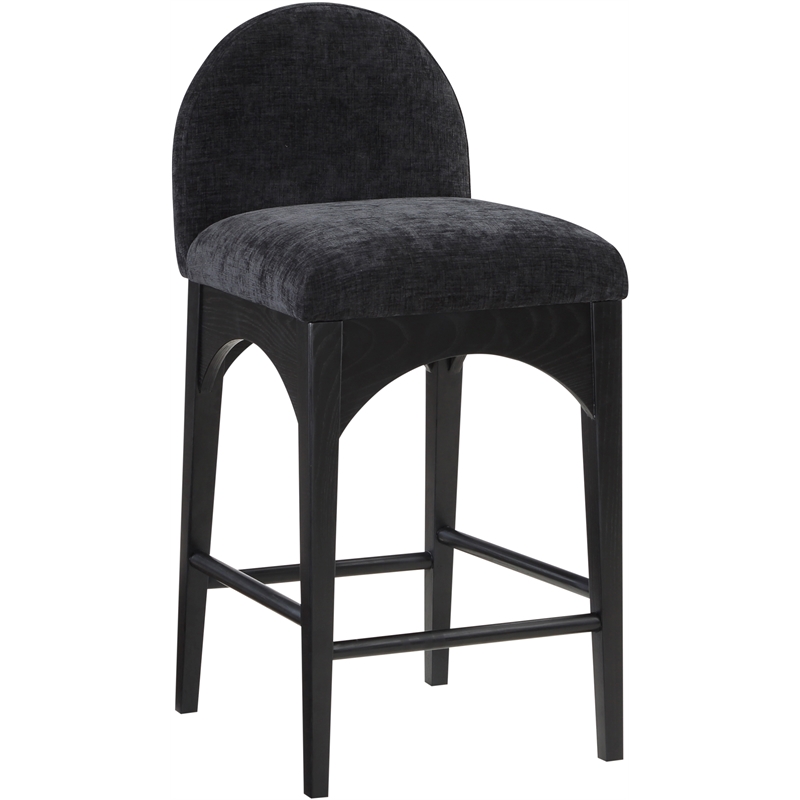 Meridian Furniture Waldorf Black Chenille Fabric Stool