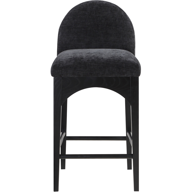 Meridian Furniture Waldorf Black Chenille Fabric Stool