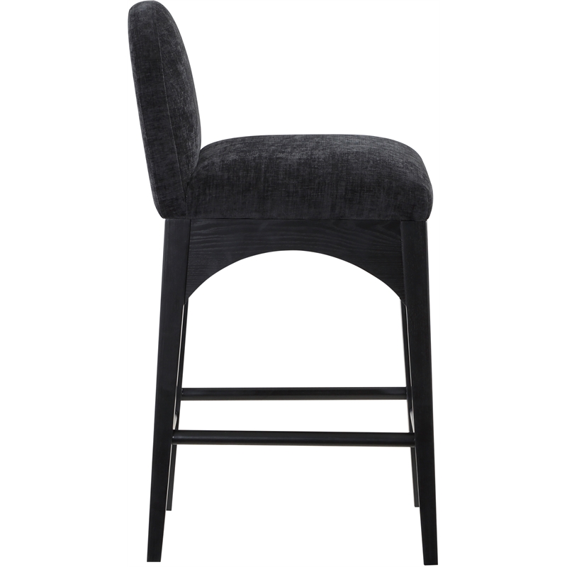 Meridian Furniture Waldorf Black Chenille Fabric Stool