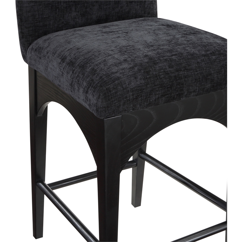 Meridian Furniture Waldorf Black Chenille Fabric Stool