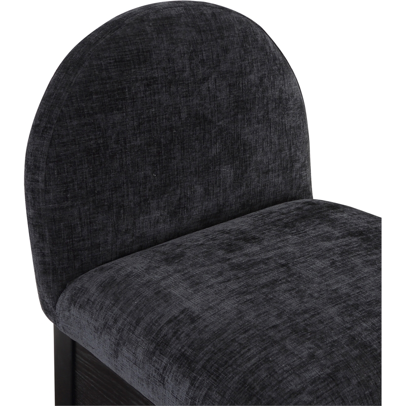 Meridian Furniture Waldorf Black Chenille Fabric Stool