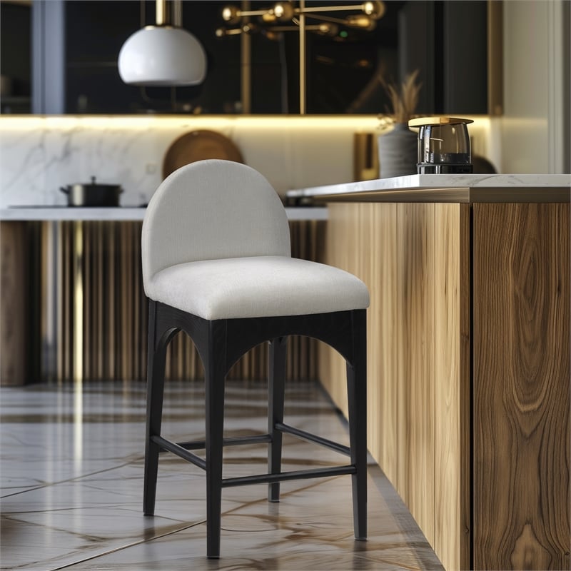 Meridian Furniture Waldorf Cream Chenille Fabric Stool