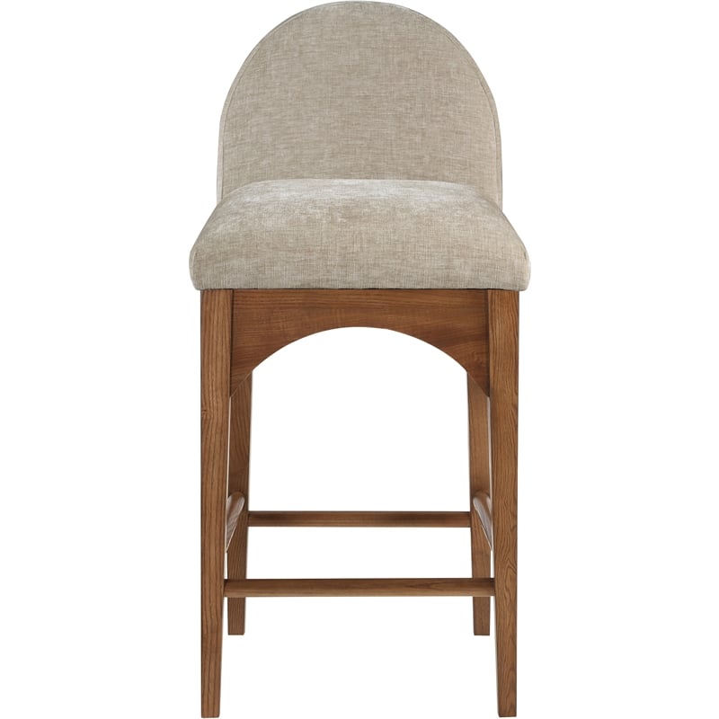 Meridian Furniture Waldorf Beige Chenille Fabric Stool