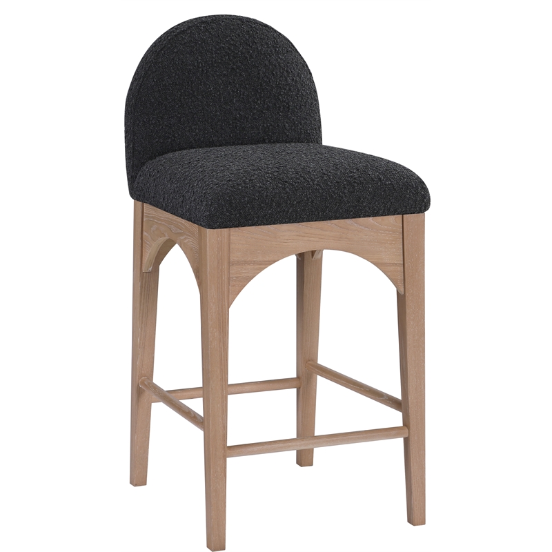 Meridian Furniture Waldorf Black Boucle Fabric Stool