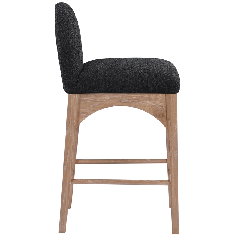 Meridian Furniture Waldorf Black Boucle Fabric Stool