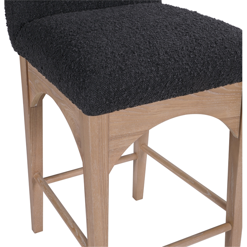 Meridian Furniture Waldorf Black Boucle Fabric Stool