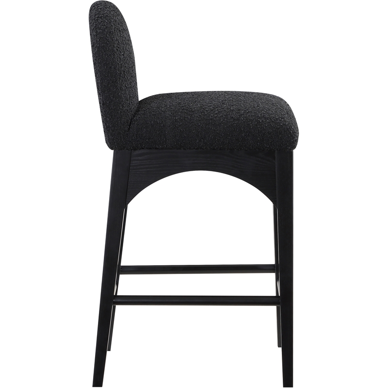Meridian Furniture Waldorf Black Boucle Fabric Stool