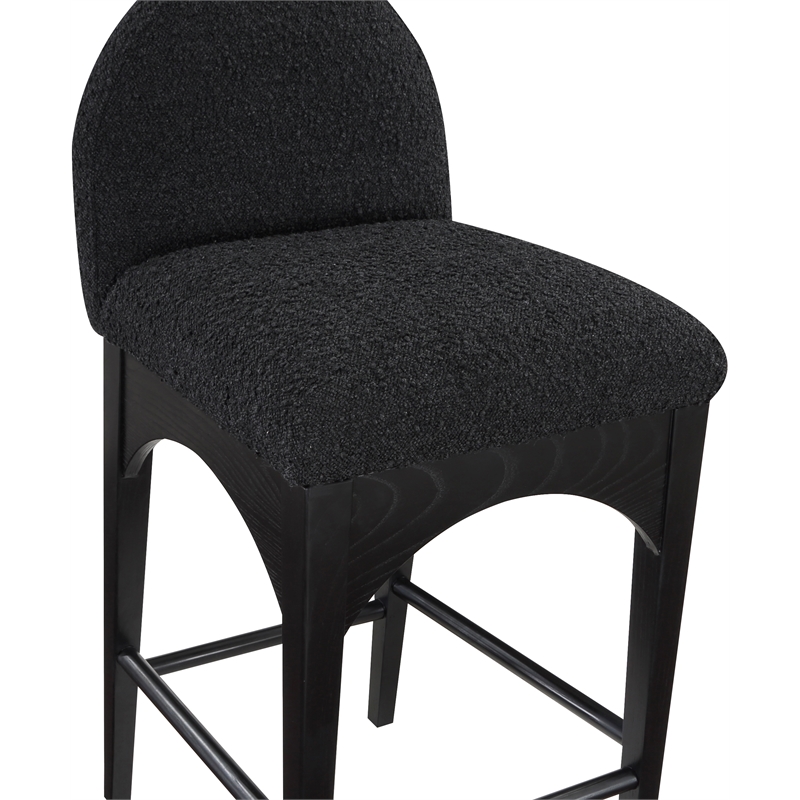 Meridian Furniture Waldorf Black Boucle Fabric Stool