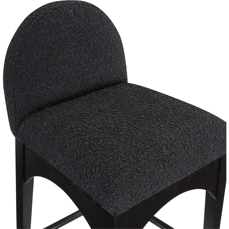 Meridian Furniture Waldorf Black Boucle Fabric Stool