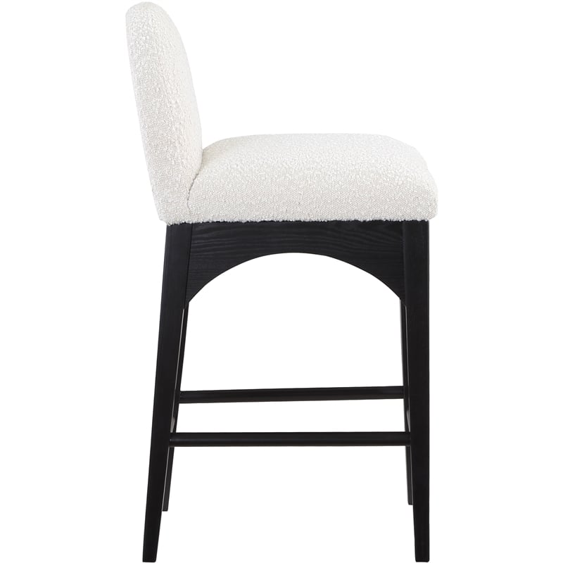 Meridian Furniture Waldorf Cream Boucle Fabric Stool