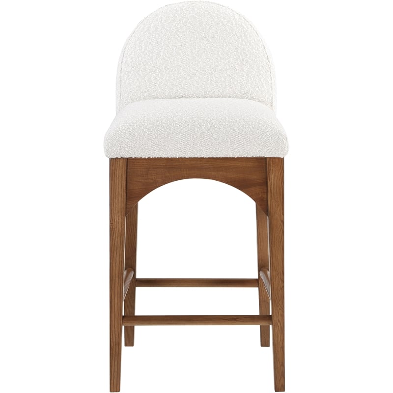 Meridian Furniture Waldorf Cream Boucle Fabric Stool