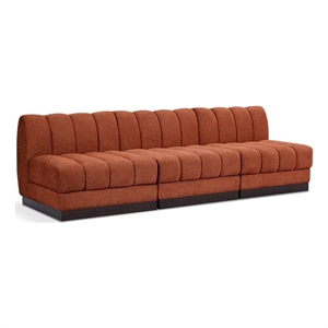 Meridian Furniture Quinn 3-Piece Fabric Modular Sofa in Cognac Orange