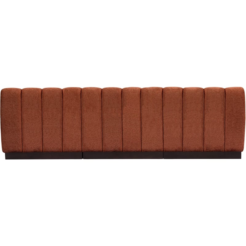 Meridian Furniture Quinn 3-Piece Fabric Modular Sofa in Cognac Orange