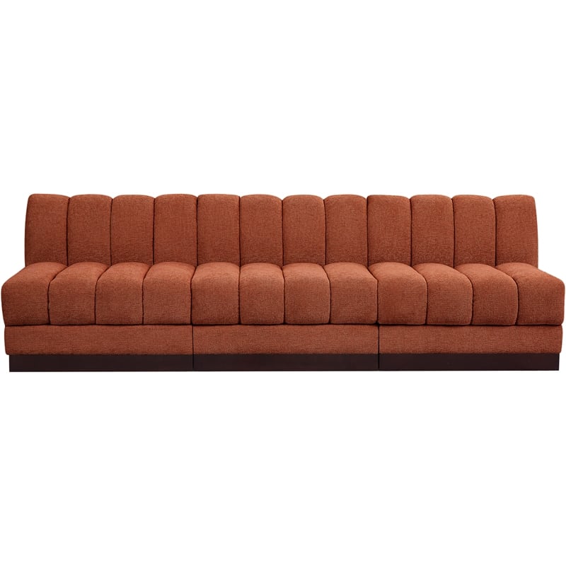 Meridian Furniture Quinn 3-Piece Fabric Modular Sofa in Cognac Orange