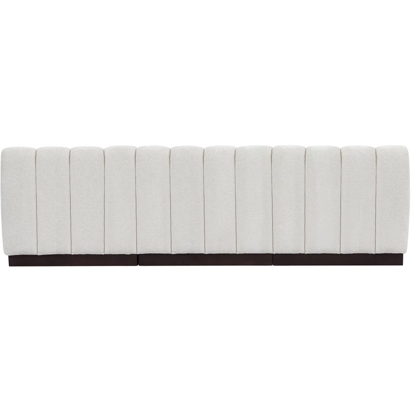 Meridian Furniture Quinn 3-Piece Contemporary Fabric Modular Sofa in Cream