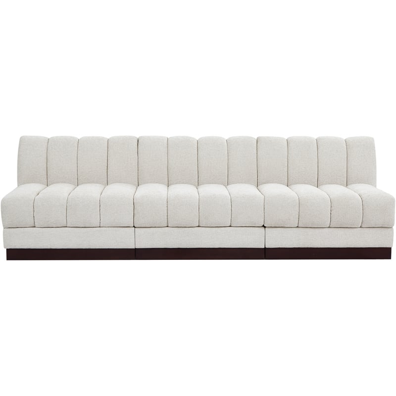 Meridian Furniture Quinn 3-Piece Contemporary Fabric Modular Sofa in Cream