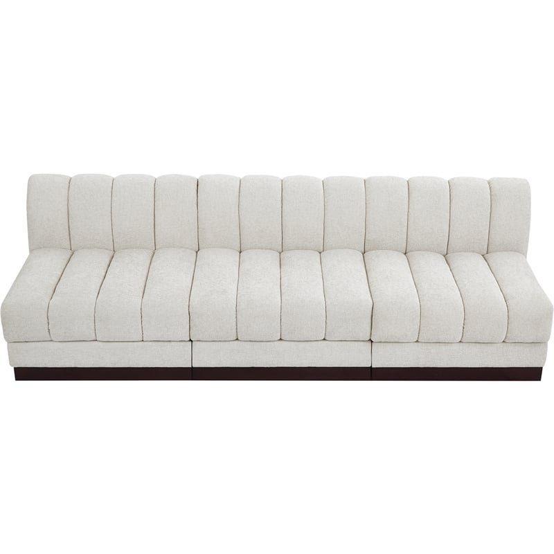 Meridian Furniture Quinn 3-Piece Contemporary Fabric Modular Sofa in Cream
