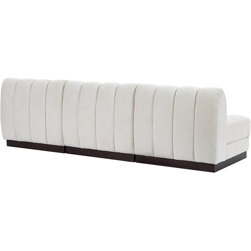 Meridian Furniture Quinn 3-Piece Contemporary Fabric Modular Sofa in Cream