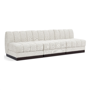 Meridian Furniture Quinn 3-Piece Contemporary Fabric Modular Sofa in Cream