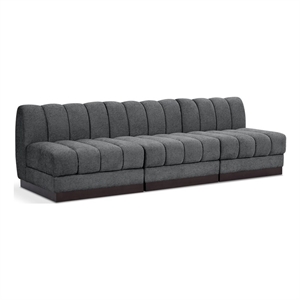 Meridian Furniture Quinn 3-Piece Fabric Modular Sofa in Dark Gray