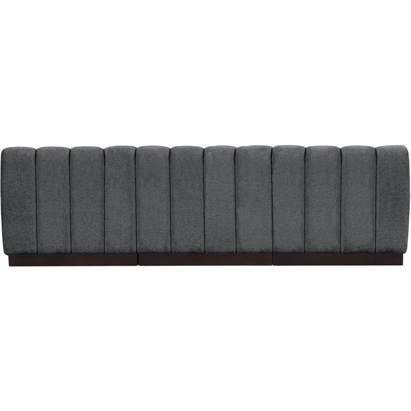 Meridian Furniture Quinn 3-Piece Fabric Modular Sofa in Dark Gray